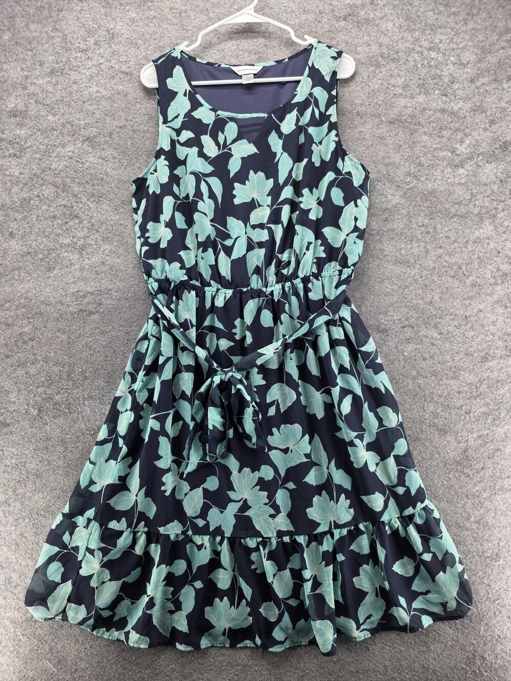 Christopher & Banks Dress Womens XL Blue Fit & Flare Midi Scoop Neck Chiffon